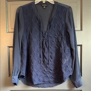 Banana Republic Navy Embroidered Blouse